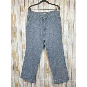 Dalia Collection Linen Drawstring Casual Pants Blue Gray Wide Pocket 10 40 M L